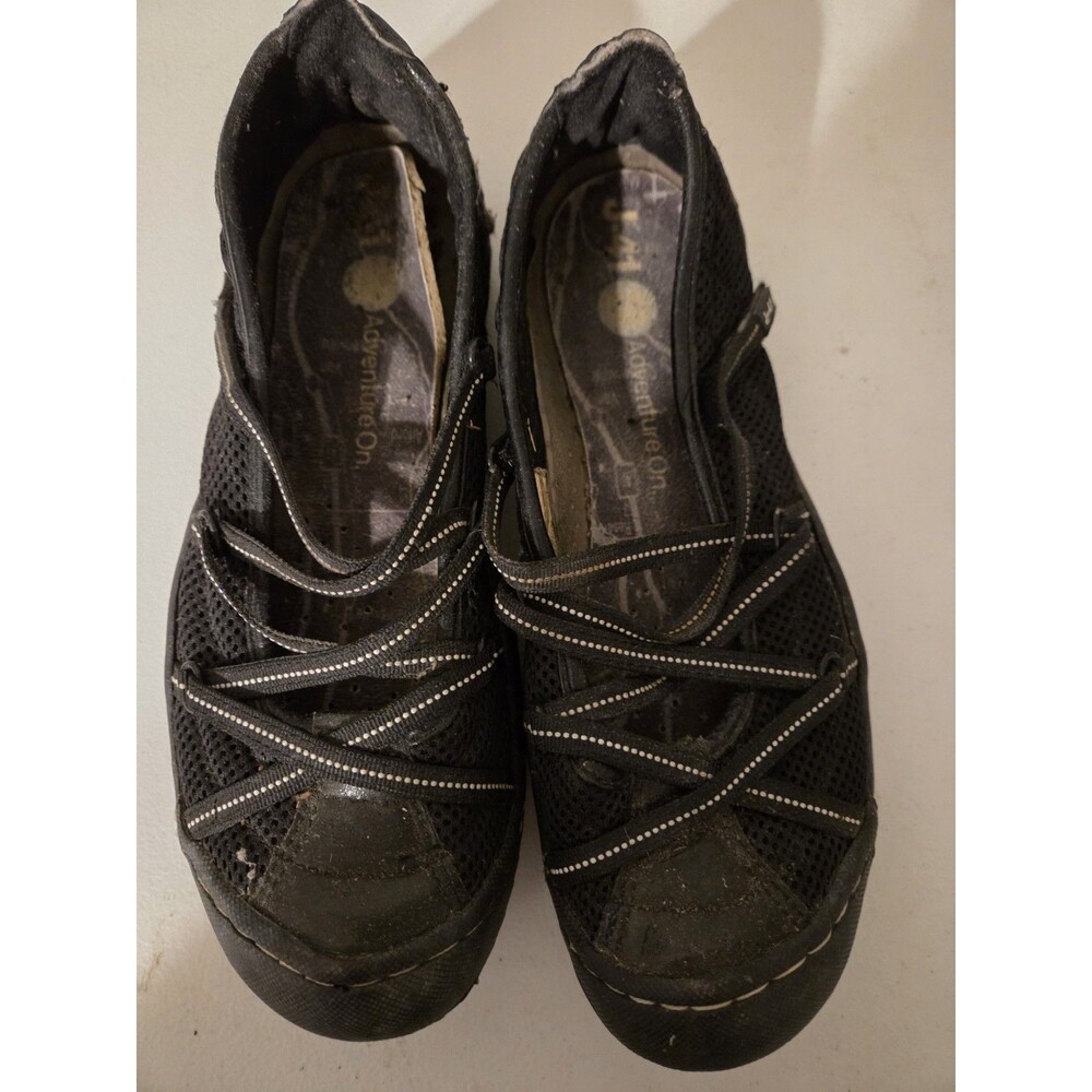 J-41 Jeep Side Line Black Bungee Sport Flats Sandals Women's Size 8M